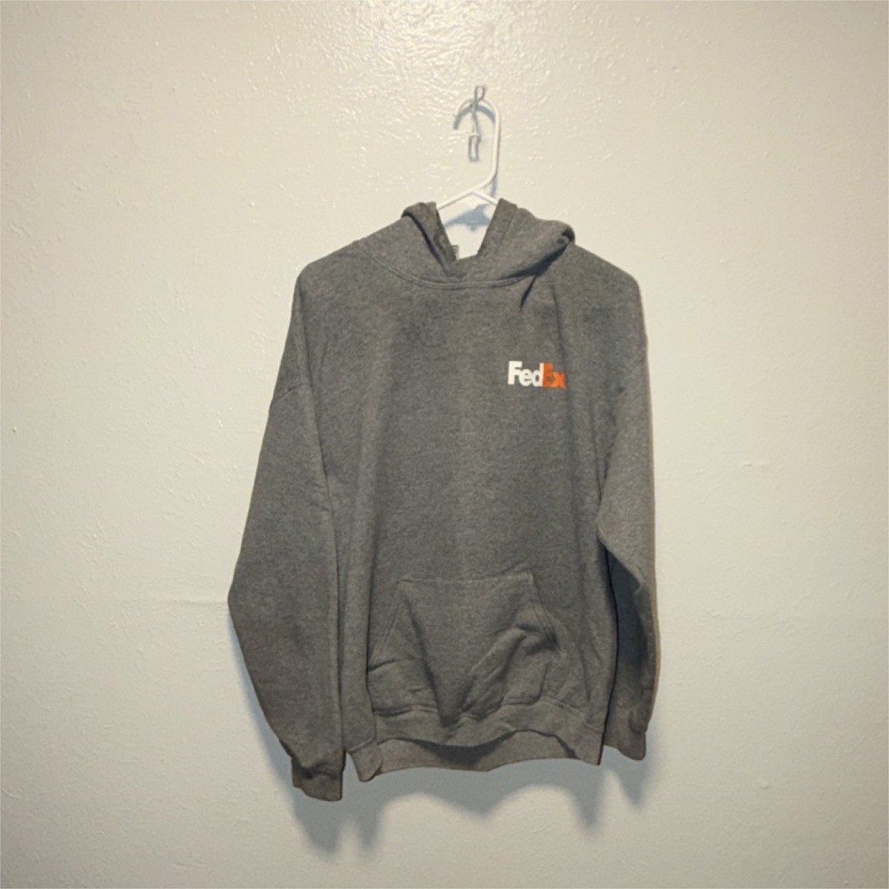 FedEx Federal Express 50 Years Logo Sweatshirt Hoodie Pockets Mens Large
